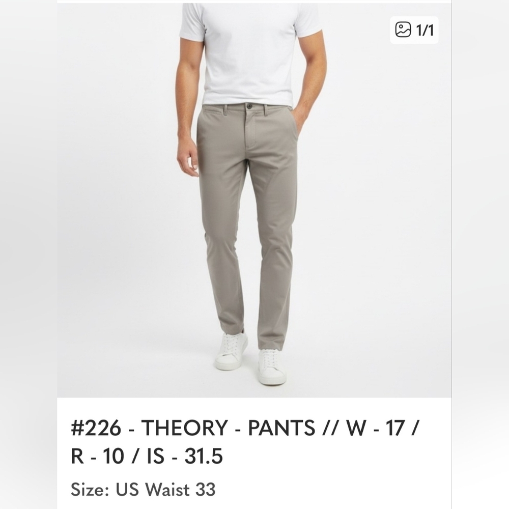 Theory Men's Grey Chinos 30-32